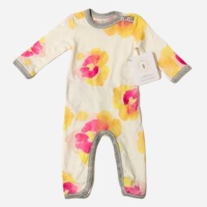 NWT Burt’s Bees 0-3m floral spring romper